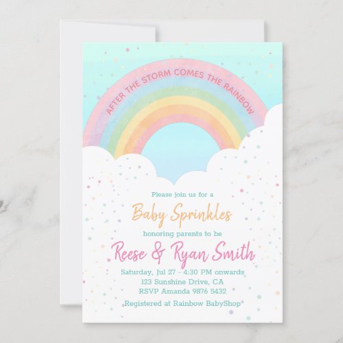 Baby Sprinkles Pastel Rainbow Baby Shower Invitation