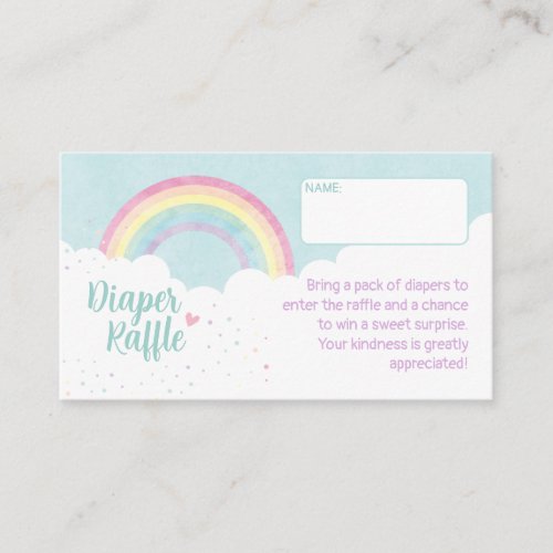 Baby Sprinkles Pastel Rainbow Diaper Raffle Card