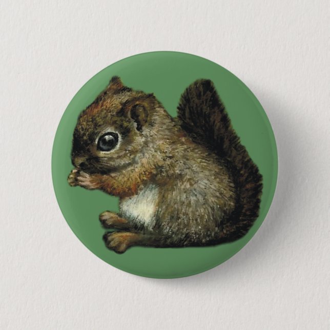 baby-squirrel badge pinback button (Front)