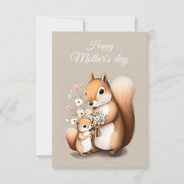 Baby Squirrel Celebrate Mother's Day with Love  Thank You Card (Front)