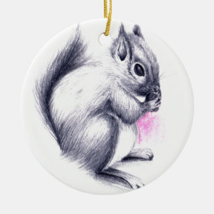 baby squirrel ceramic ornament
