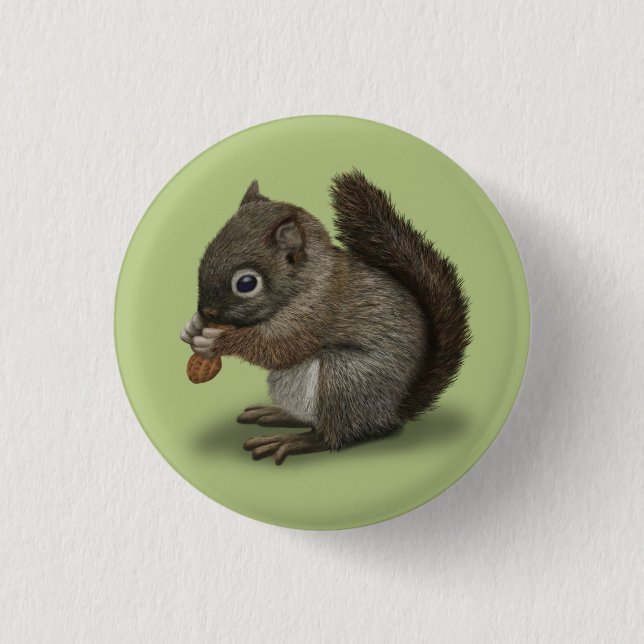 Baby Squirrel Pinback Button (Front)