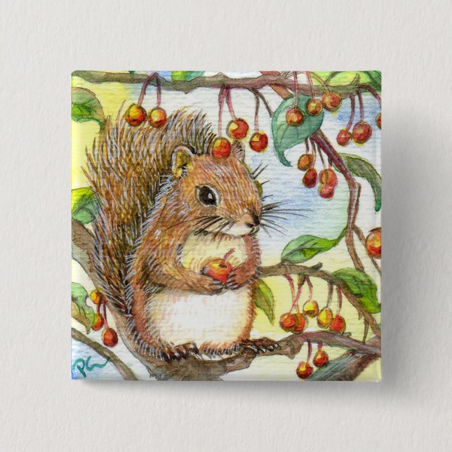 Baby Squirrel Pinback Button (Front)