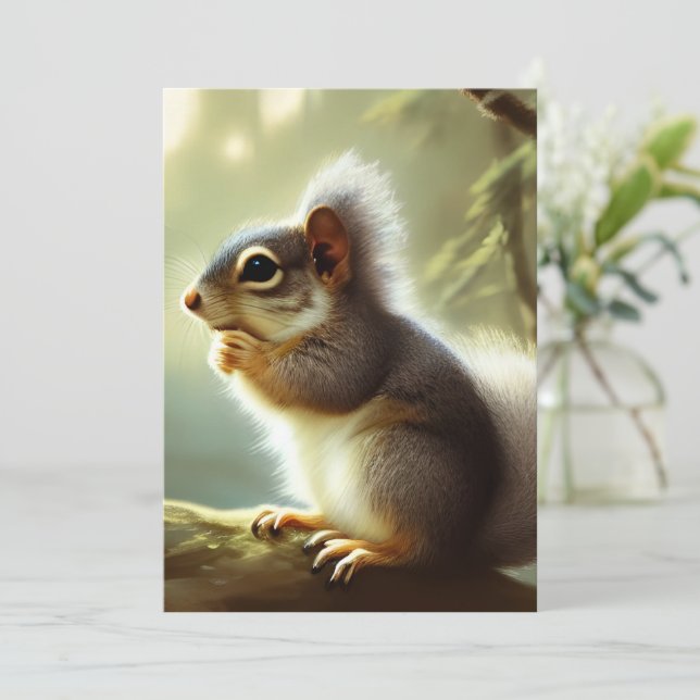Baby Squirrel Wildlife Portrait Card (Standing Front)
