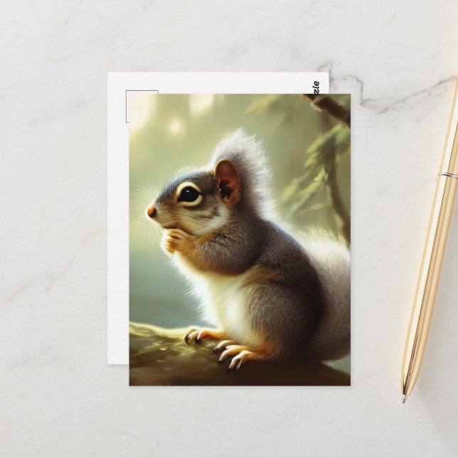 Baby Squirrel Wildlife Portrait  Postcard (Front/Back In Situ)