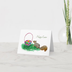 Baby Squirrel with Easter Basket Card