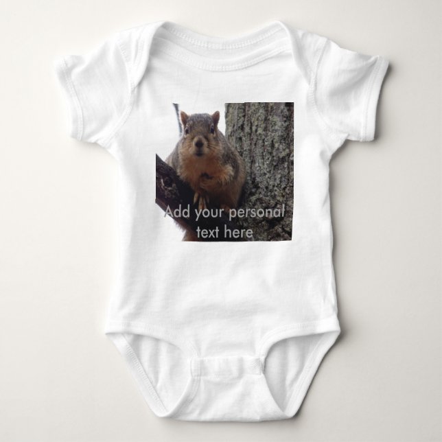 Baby squirrl is looking at you baby bodysuit (Front)
