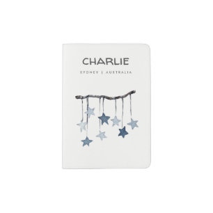 Baby Star Mobile Dusky Navy Blue Custom My First Passport Holder