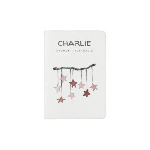 Baby Star Mobile Pink Blush Personalized My First Passport Holder