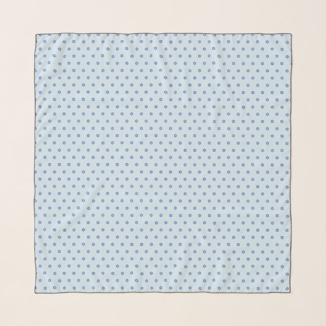 Baby Star of David Pattern Baby Blue Square Head Scarf (Front)