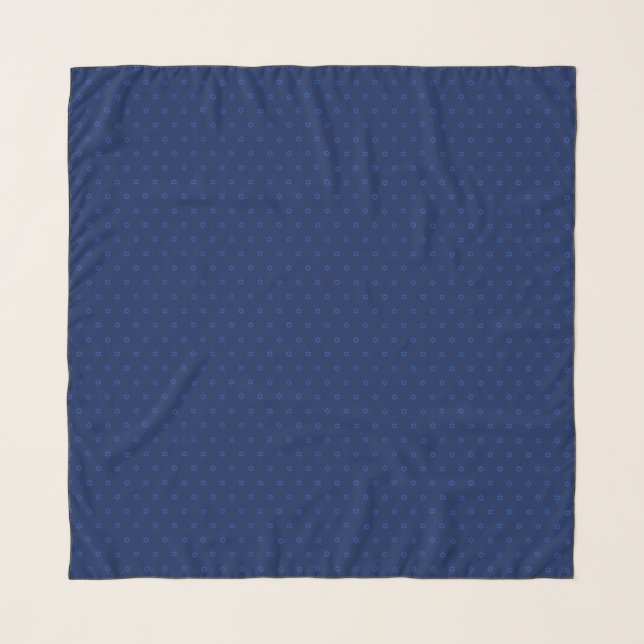 Baby Star of David Pattern Navy Blue Square Head Scarf (Front)