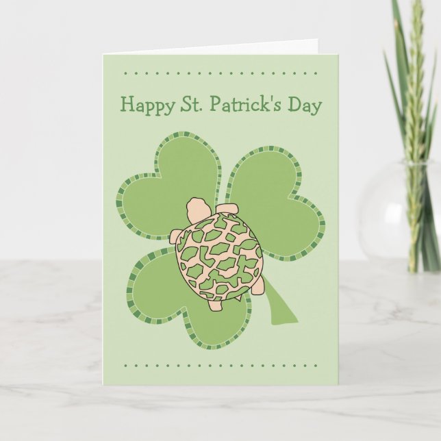 Baby Star Tortoise St Patrick's Day Card (Front)