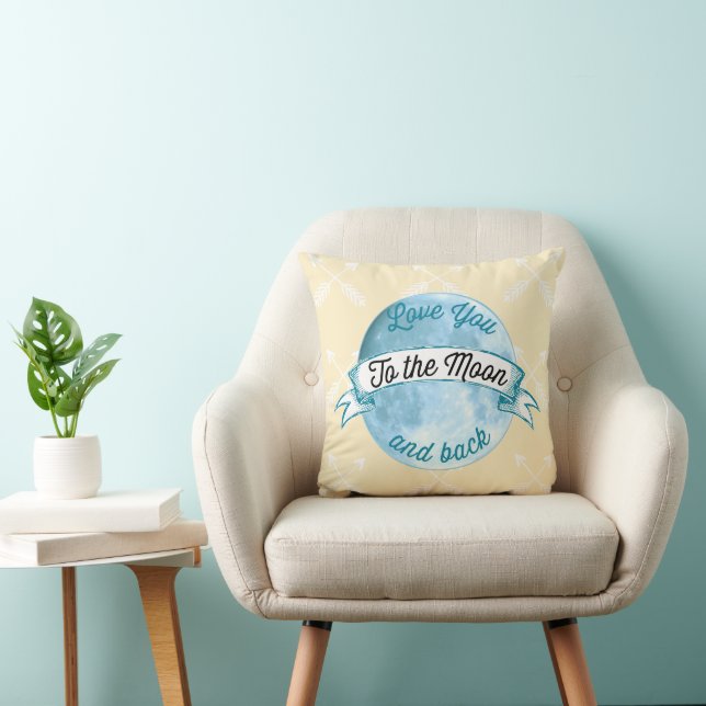 Baby Stat Love You to the Moon Arrow Pattern Throw Pillow (Chair)