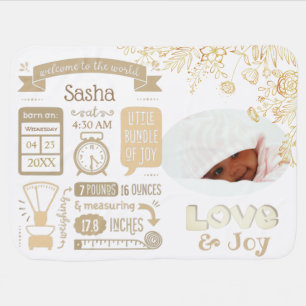 Baby Stats Birth Announcement Custom Colors Blanket