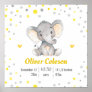 Baby Stats Elephant Yellow Gray Polka Dot Nursery Poster