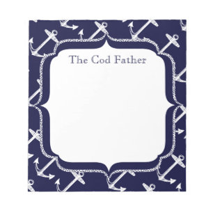 Baby Stats Nautical Navy Anchor Pattern Notepad