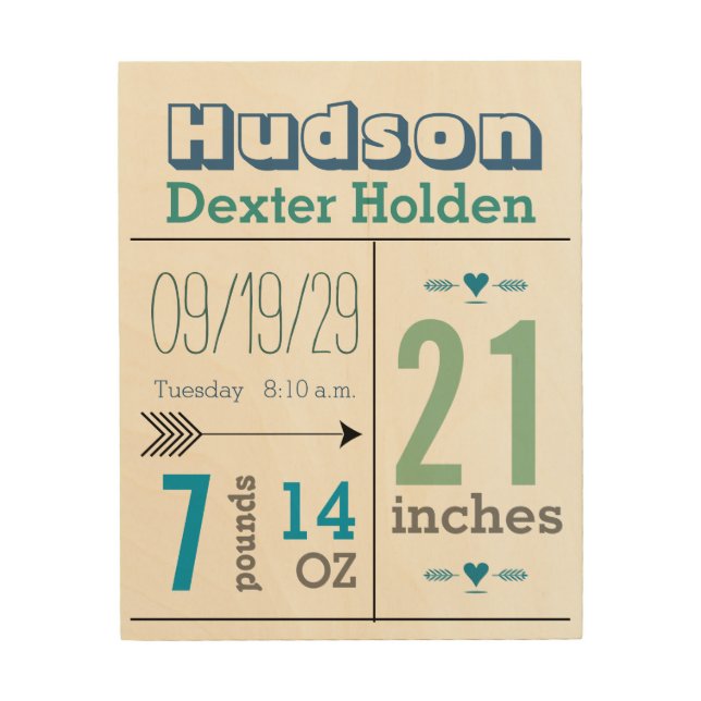 Baby Stats on Wood Canvas (Front)