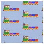 Baby Steam Engine Freight Train on Blue Fabric