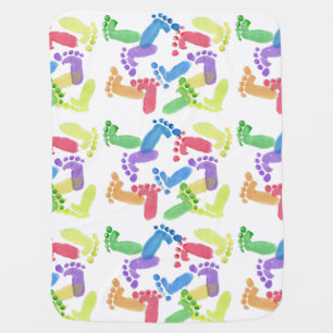 Baby Steps, Baby Feet, Baby Footprints in Colours Baby Blanket