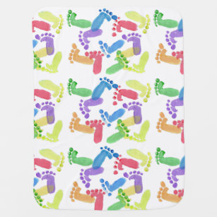 Baby Steps, Baby Feet, Baby Footprints in Colours  Baby Blanket