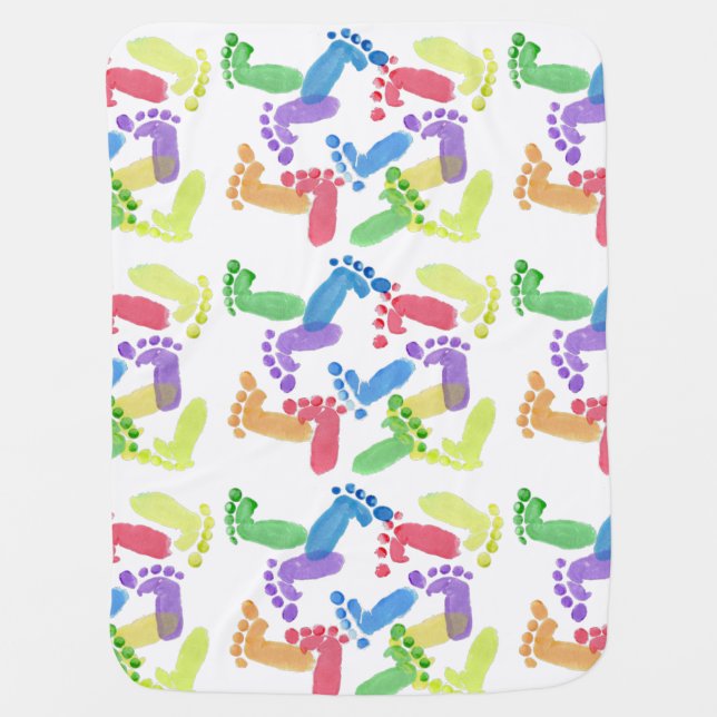 Baby Steps, Baby Feet, Baby Footprints in Colours  Baby Blanket (Front)