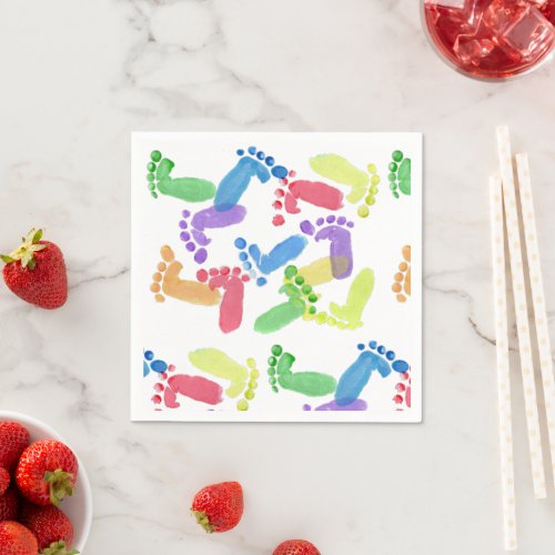 Baby Steps Baby Feet Baby Footprints in Colours  Napkins