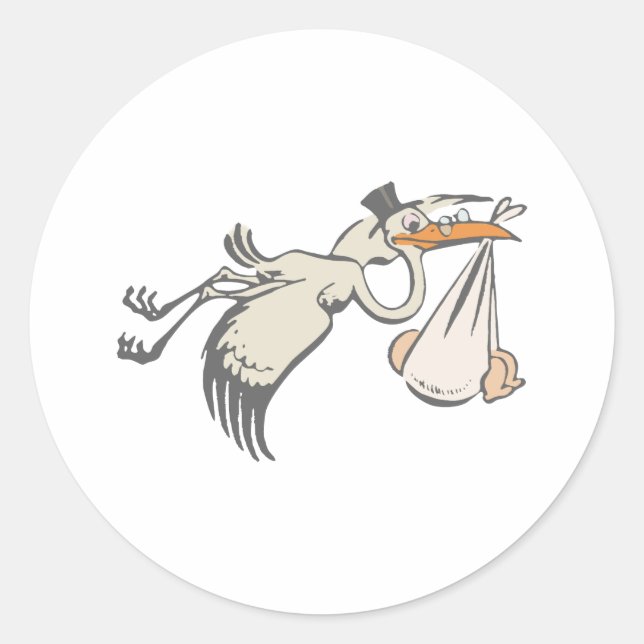Baby Storch Klapperstorch stork Classic Round Sticker (Front)