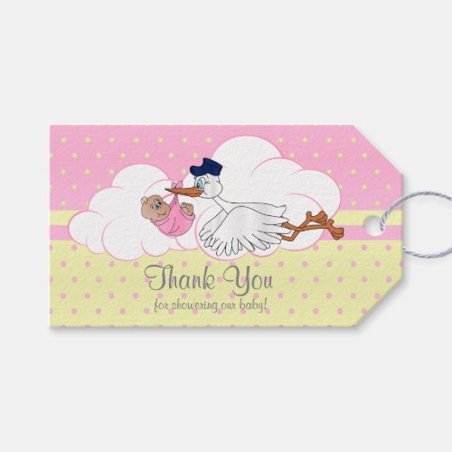 Baby Stork Baby Girl Baby Shower Thank You Gift Tags