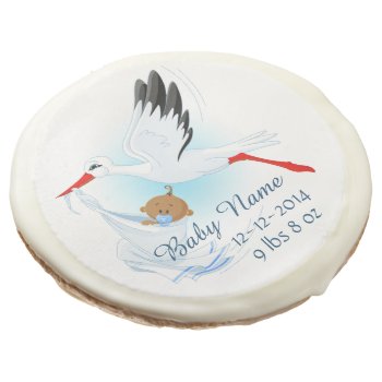 Baby & Stork Birth Announcement 3 - Sugar Cookie by LilithDeAnu at Zazzle