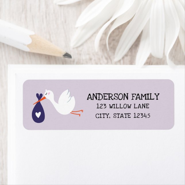 Baby Stork Return Address Label (Insitu)
