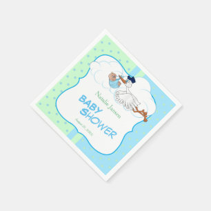 Baby Stork with a Cute Little Baby Boy Napkins