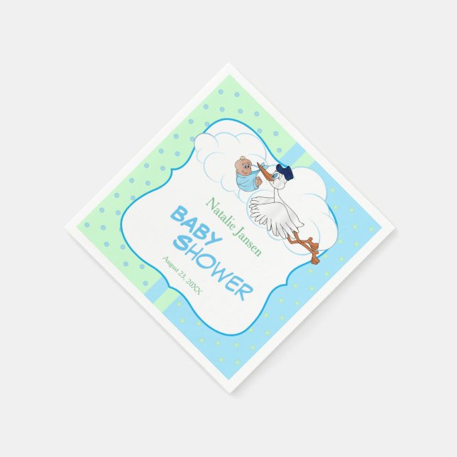 Baby Stork with a Cute Little Baby Boy Napkins (Corner)