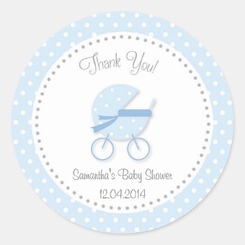 Baby Stroller Baby Shower Sticker Blue by melanileestyle at Zazzle