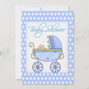 Baby Stroller Boy Shower  Invitation