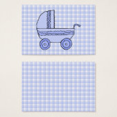 Baby Stroller. Light Blue on Check Pattern. (Front & Back)