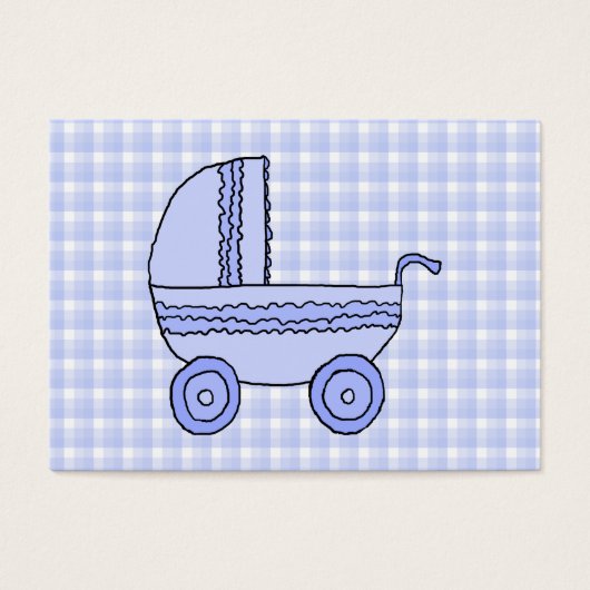 Baby Stroller. Light Blue on Check Pattern. (Front)