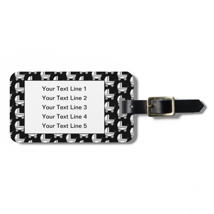 Baby Stroller Pattern in Black and White. Tags For Luggage