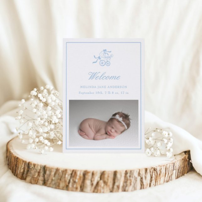 Baby Stroller Photo Birth Announcement Card (Creator Uploaded)