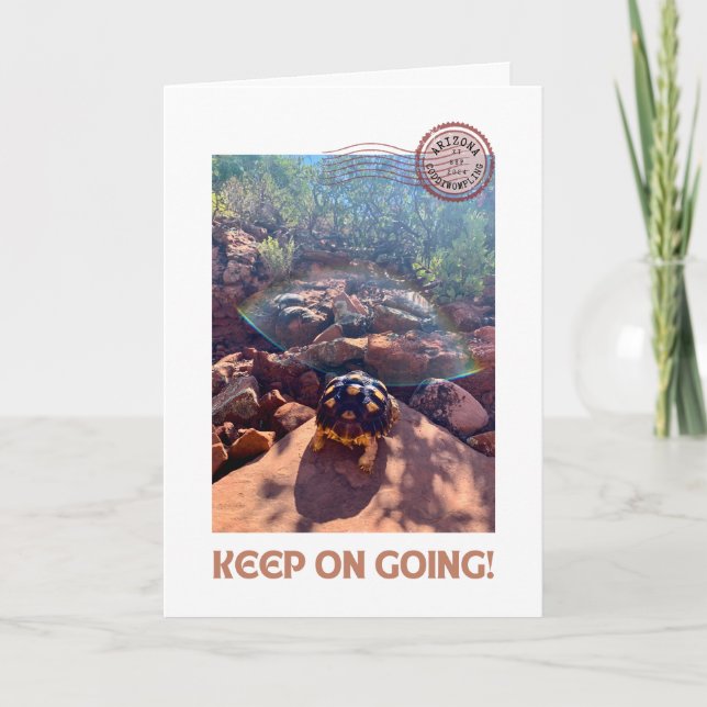 Baby Sulcata Tortoise Keep On Going Inspiration Card (Front)