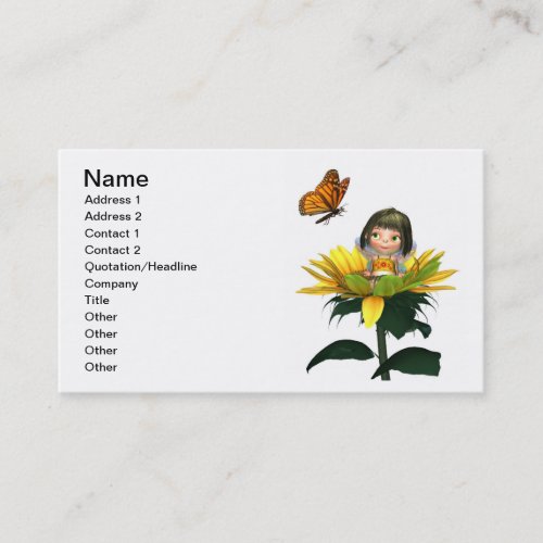Baby Sunflower Fairy with Butterfly Business Card Template