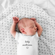 Baby Surname | Heart Modern Cute Stylish Adorable Baby Bodysuit at Zazzle