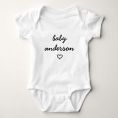 Baby Surname | Heart Modern Cute Stylish Adorable Baby Bodysuit (Front)