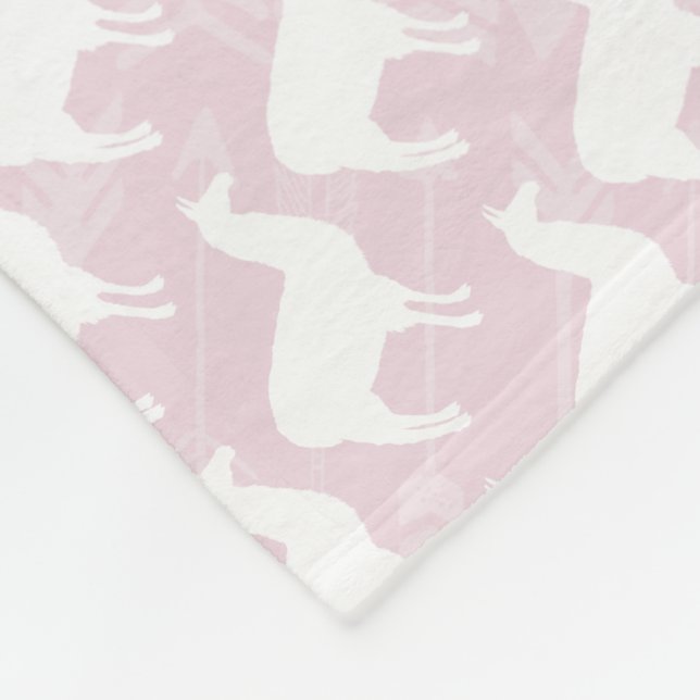 Baby Swaddle Pink White Llama and Arrow Pattern Fleece Blanket (Corner)