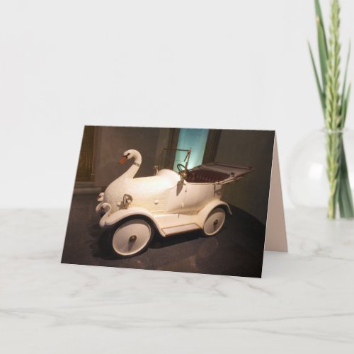 baby swan car greeting card
