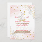 Baby swan princess drive by girl shower invitation (Front/Back)