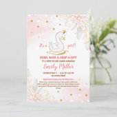 Baby swan princess drive by girl shower invitation (Standing Front)