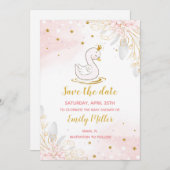Baby swan princess girl shower save the date (Front/Back)