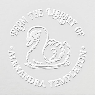 Baby Swan with Bamboo Library Book Name Embosser