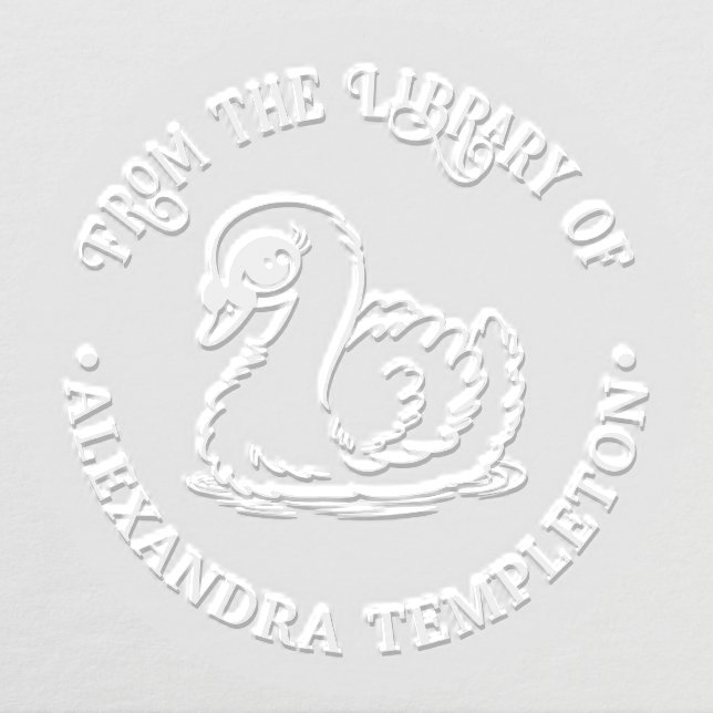 Baby Swan with Bamboo Library Book Name Embosser (Design)