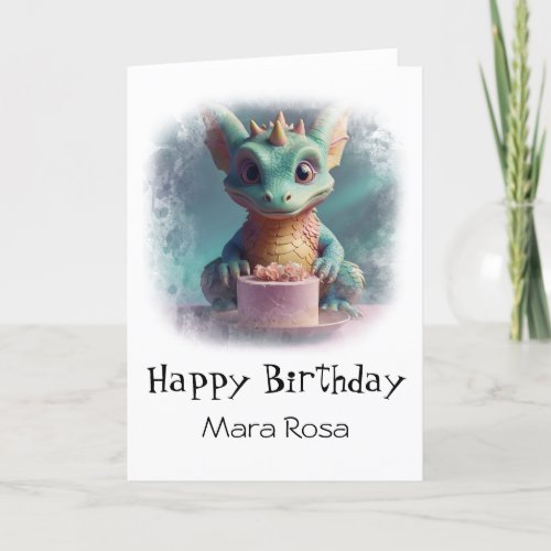   Baby Sweet Dragon Cake AP88 Birthday Card